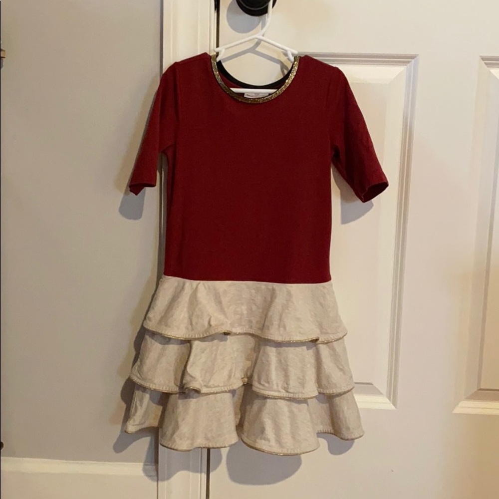 A very nice red and cream dress